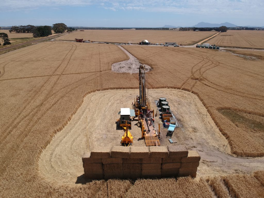 Drill rig in the paddock (photo supplied by Stavely Minerals)